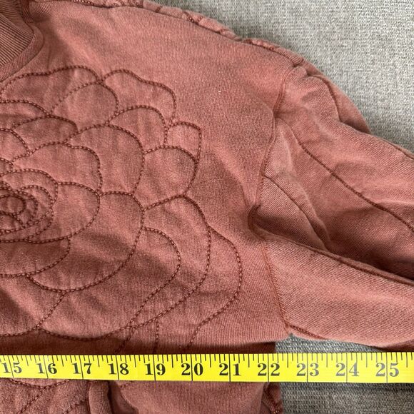 Free People Rose Front Zip Jacket Red Cinnamon Floral Embroidered Womens XL - Picture 8 of 11